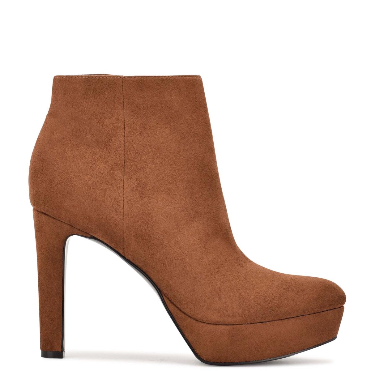 Brown Women\'s Nine West Glowup Platform Booties | XMTP05862