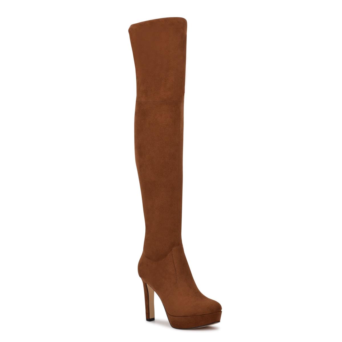 Brown Women's Nine West Gotcha Over the Knee Platform Boots | MRVX58476