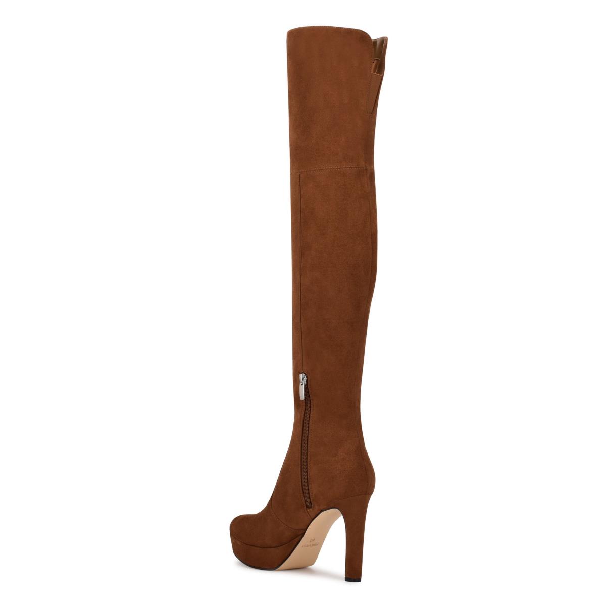 Brown Women's Nine West Gotcha Over the Knee Platform Boots | MRVX58476