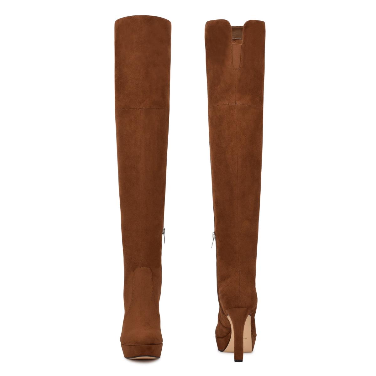 Brown Women's Nine West Gotcha Over the Knee Platform Boots | MRVX58476