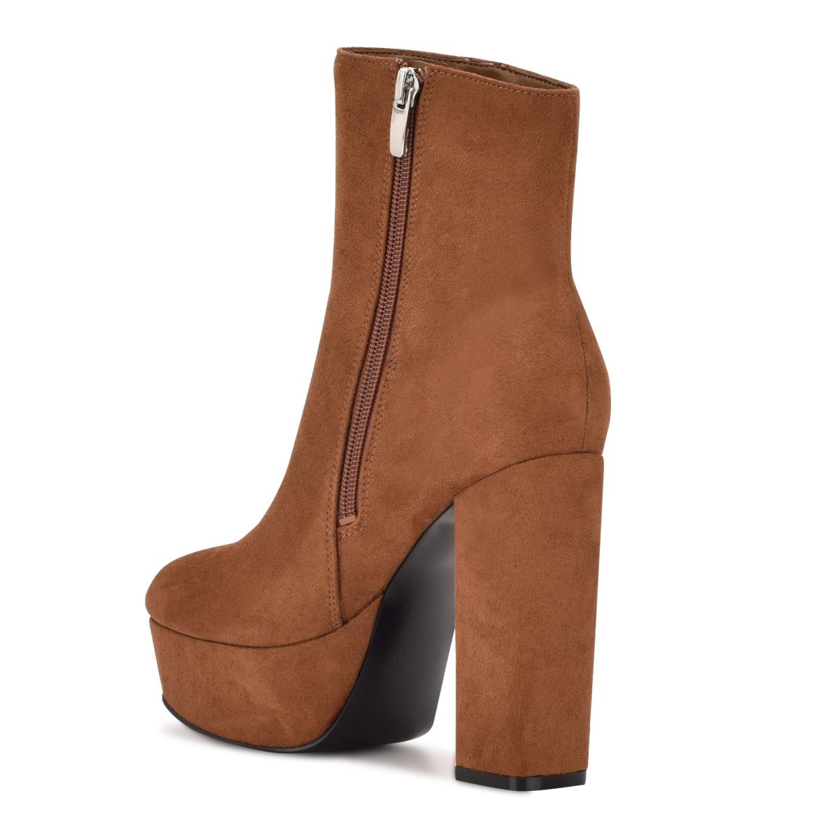 Brown Women's Nine West Kerri Platform Booties | HUPV96854