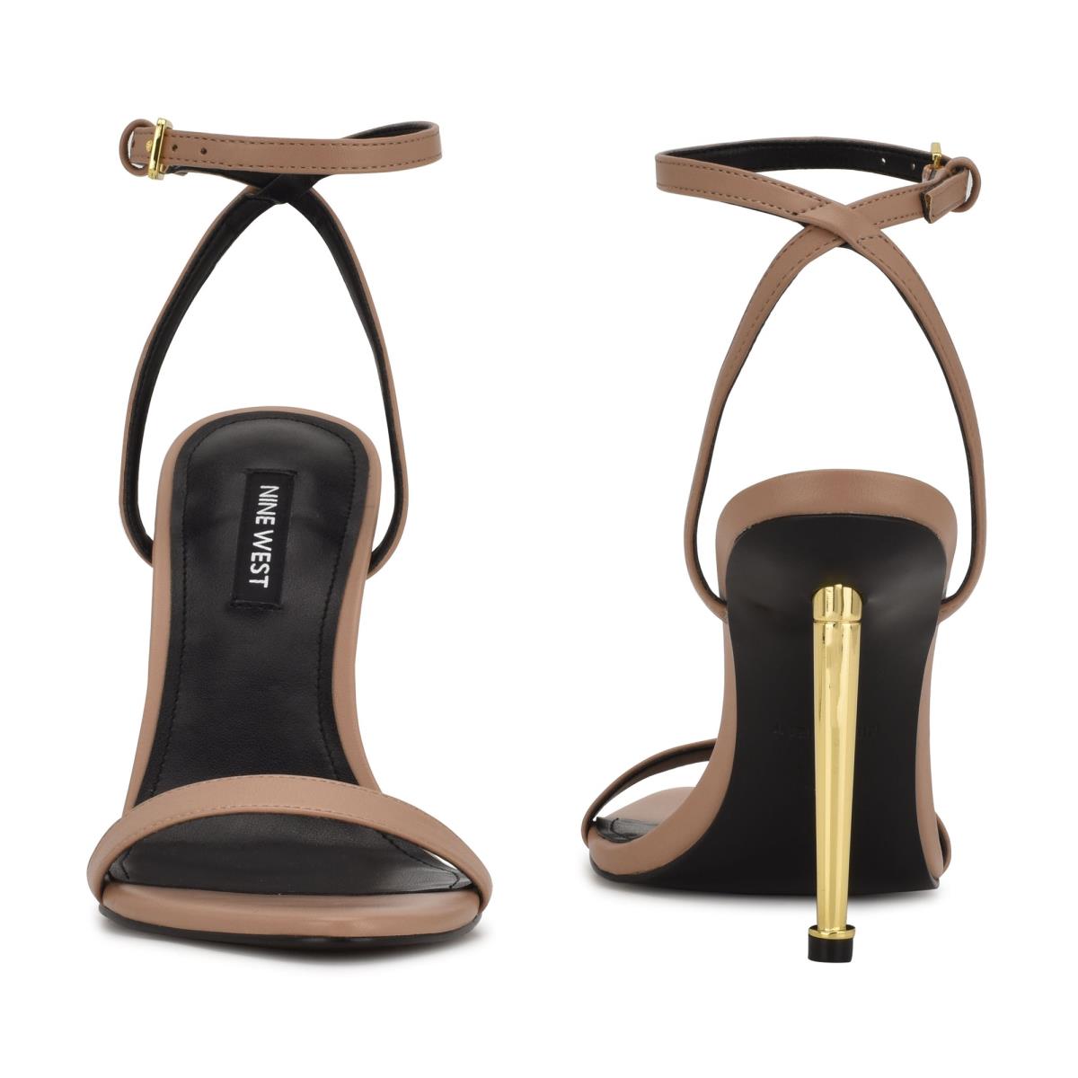 Brown Women's Nine West Reina Ankle Strap Sandals | WPHG49160