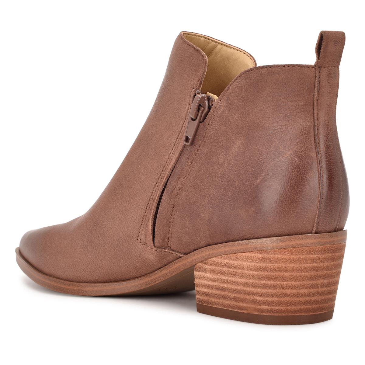 Brown Women's Nine West Single Pointy Toe Booties | AUHT80973