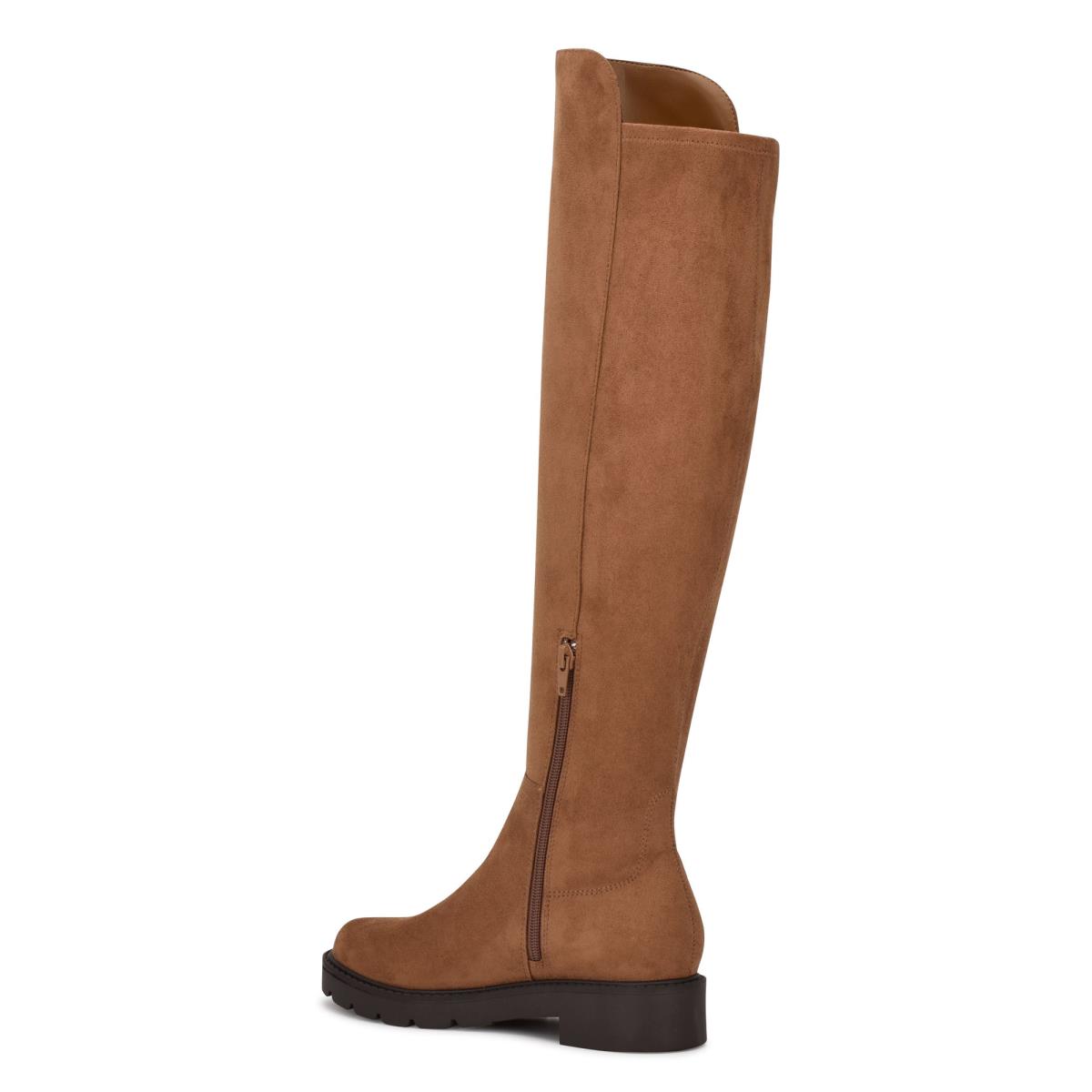 Brown Women's Nine West Tread Over The Knee Lug Sole Boots | CJYW93810