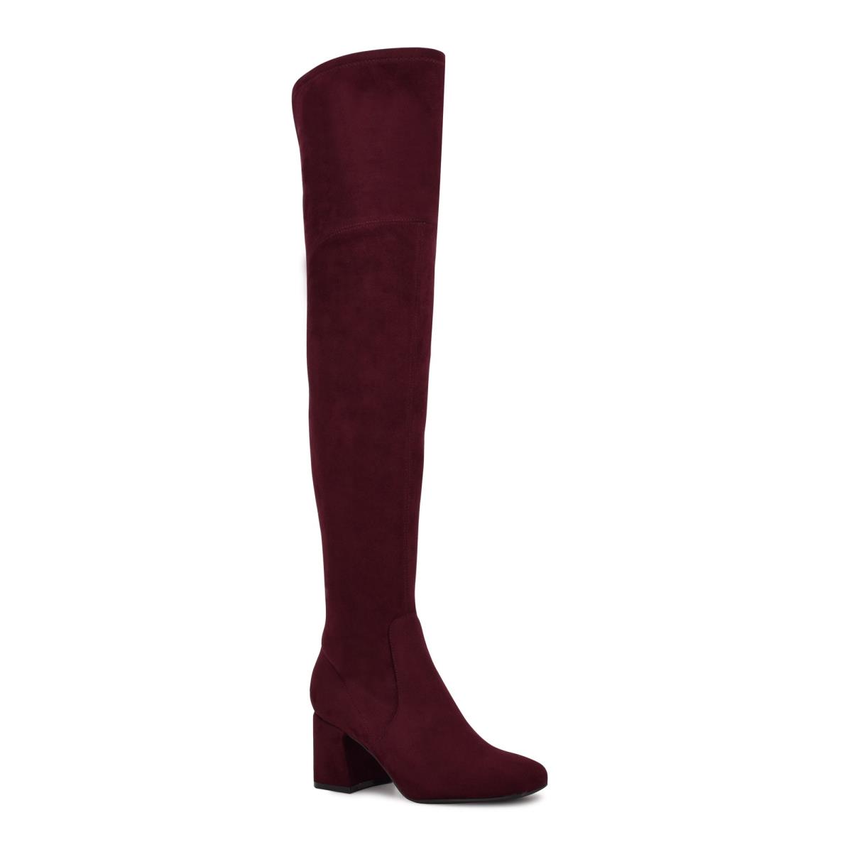 Burgundy Women's Nine West Blocky Over The Knee Heeled Boots | TRMP49378