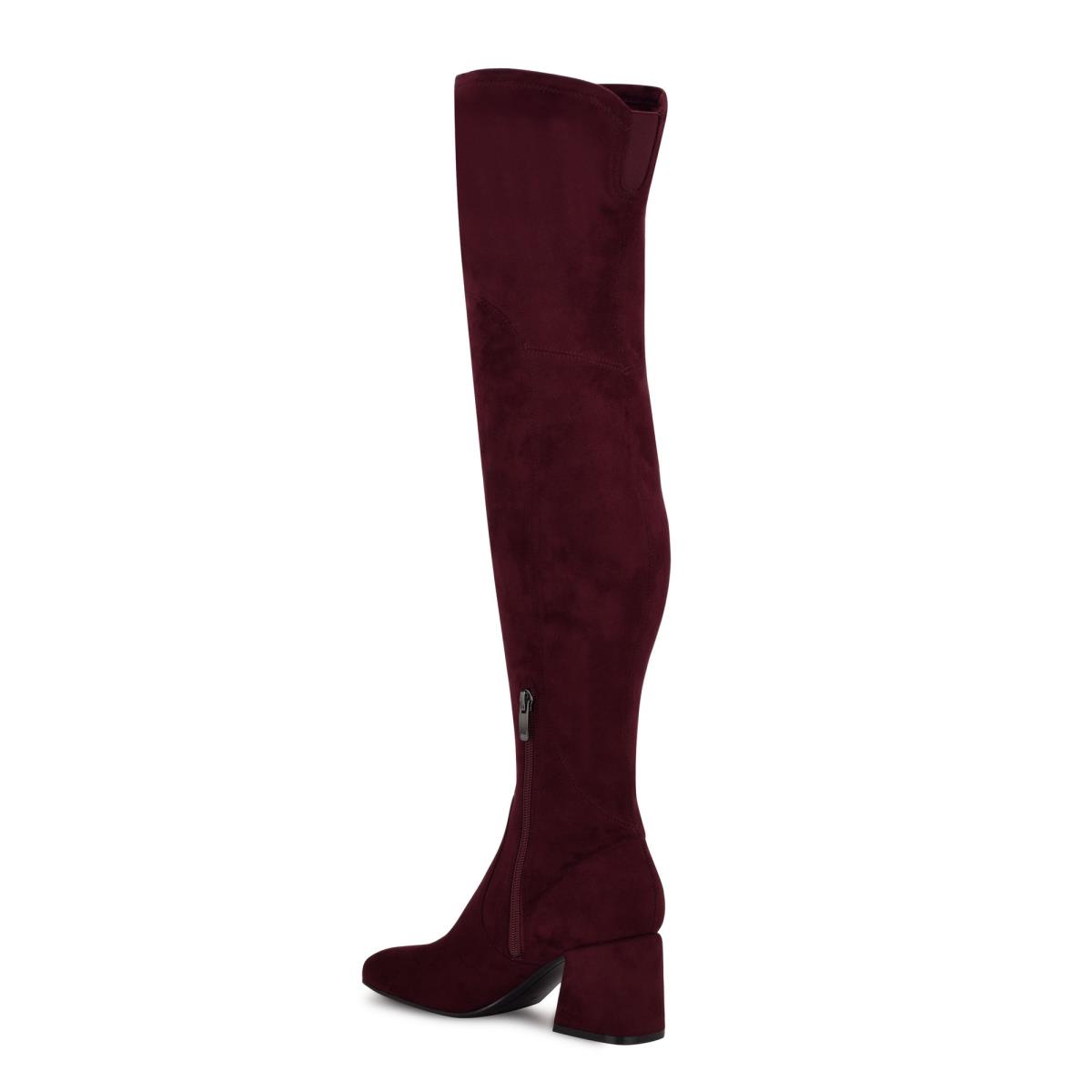 Burgundy Women's Nine West Blocky Over The Knee Heeled Boots | TRMP49378