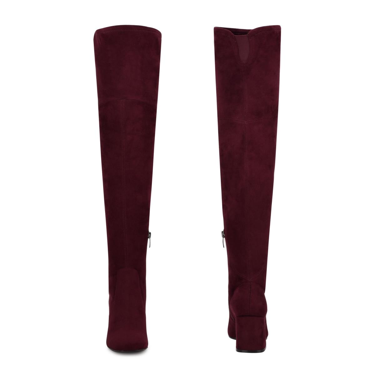 Burgundy Women's Nine West Blocky Over The Knee Heeled Boots | TRMP49378