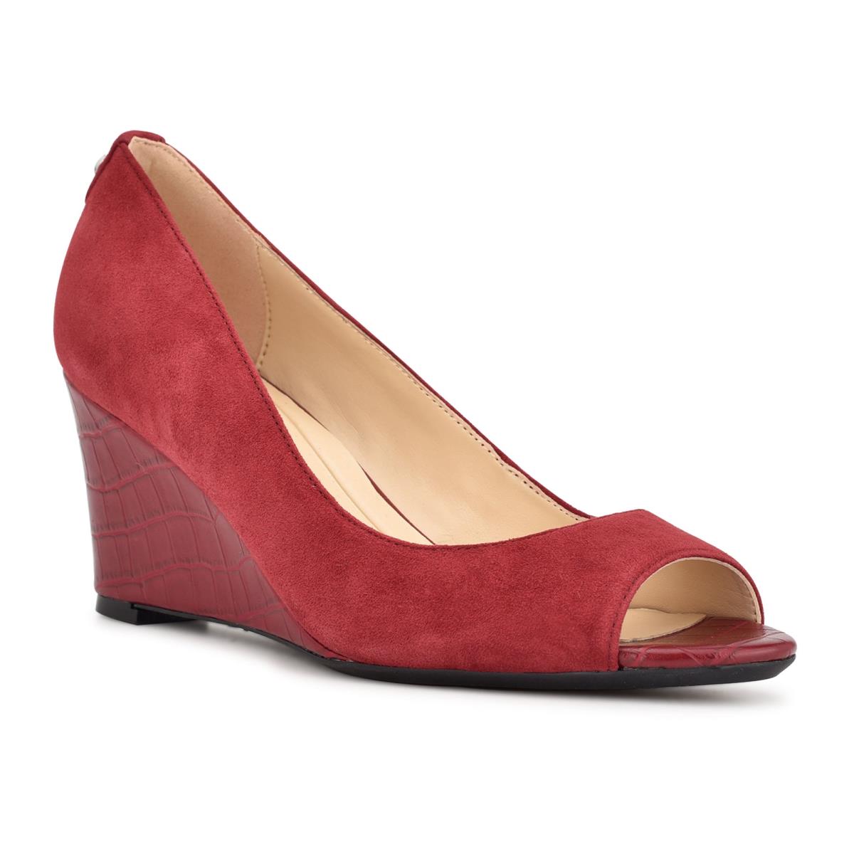 Burgundy Women's Nine West Cape 9x9 Dress Wedges | HCIB56120