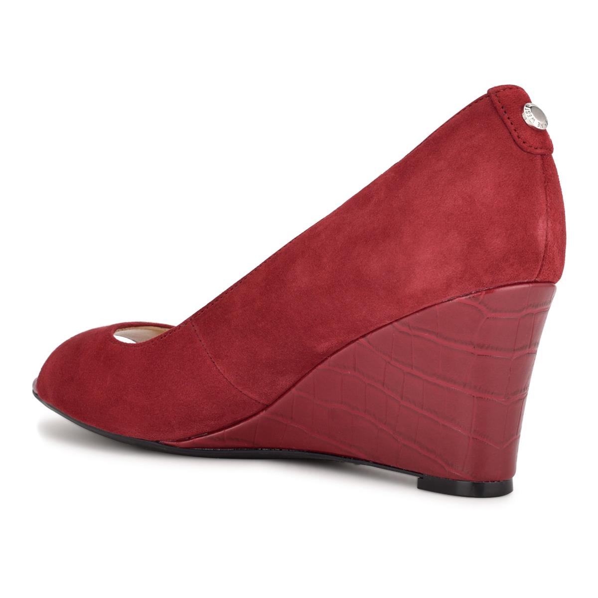 Burgundy Women's Nine West Cape 9x9 Dress Wedges | HCIB56120