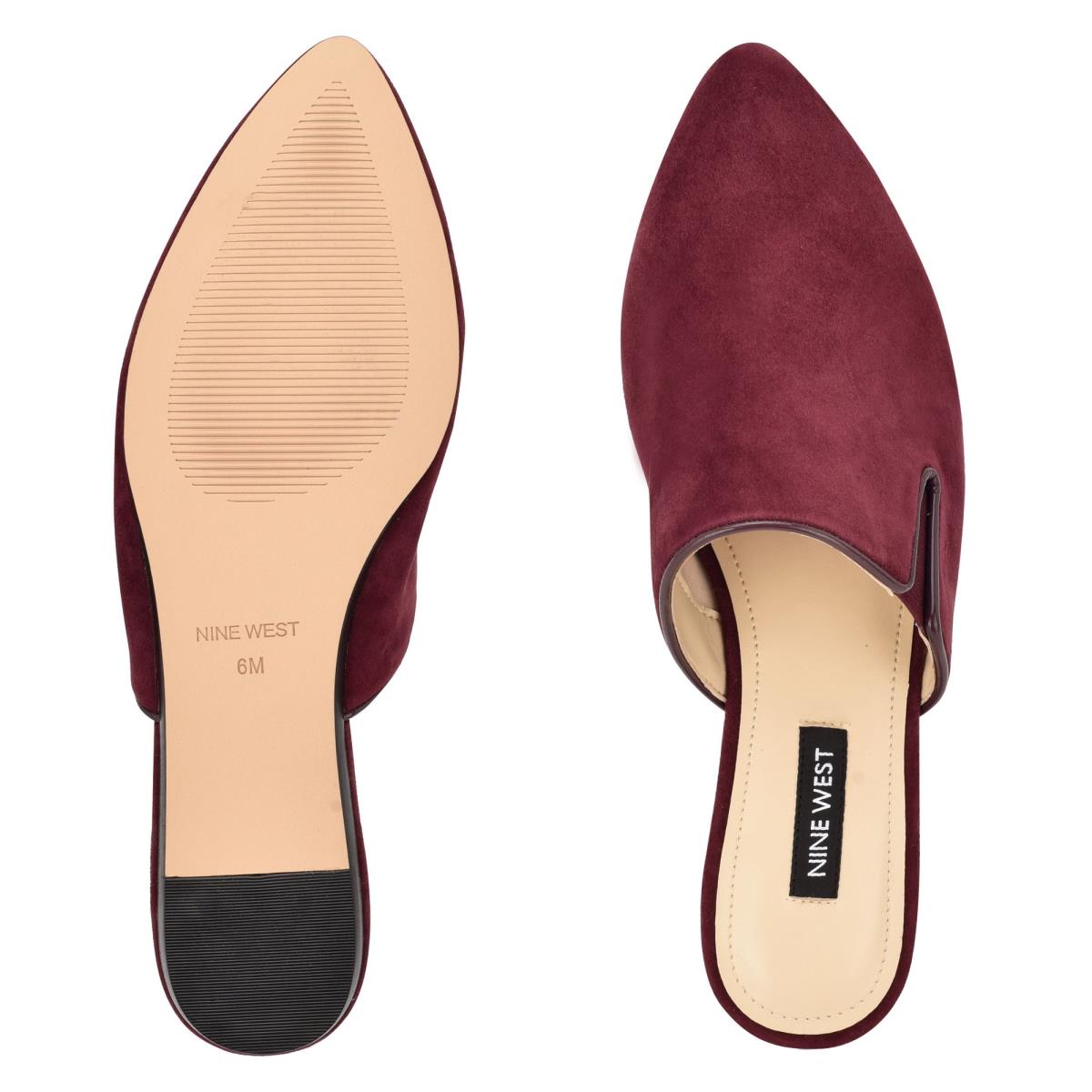 Burgundy Women's Nine West Freeda Pointy Toe Mules | EZLW86340