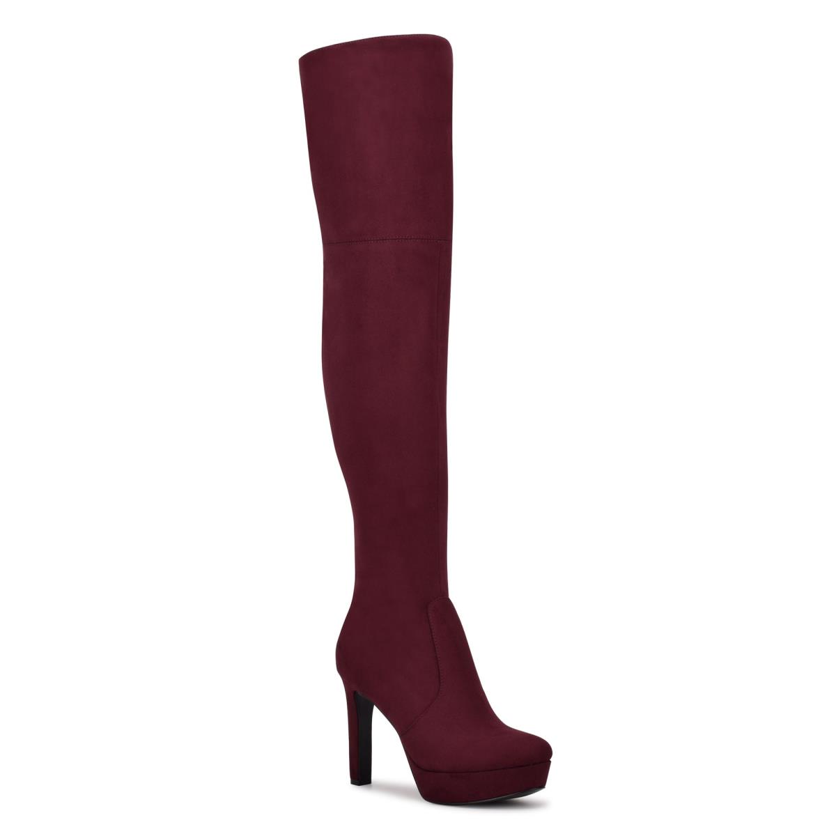 Burgundy Women's Nine West Gotcha Over the Knee Platform Boots | MGWF23950