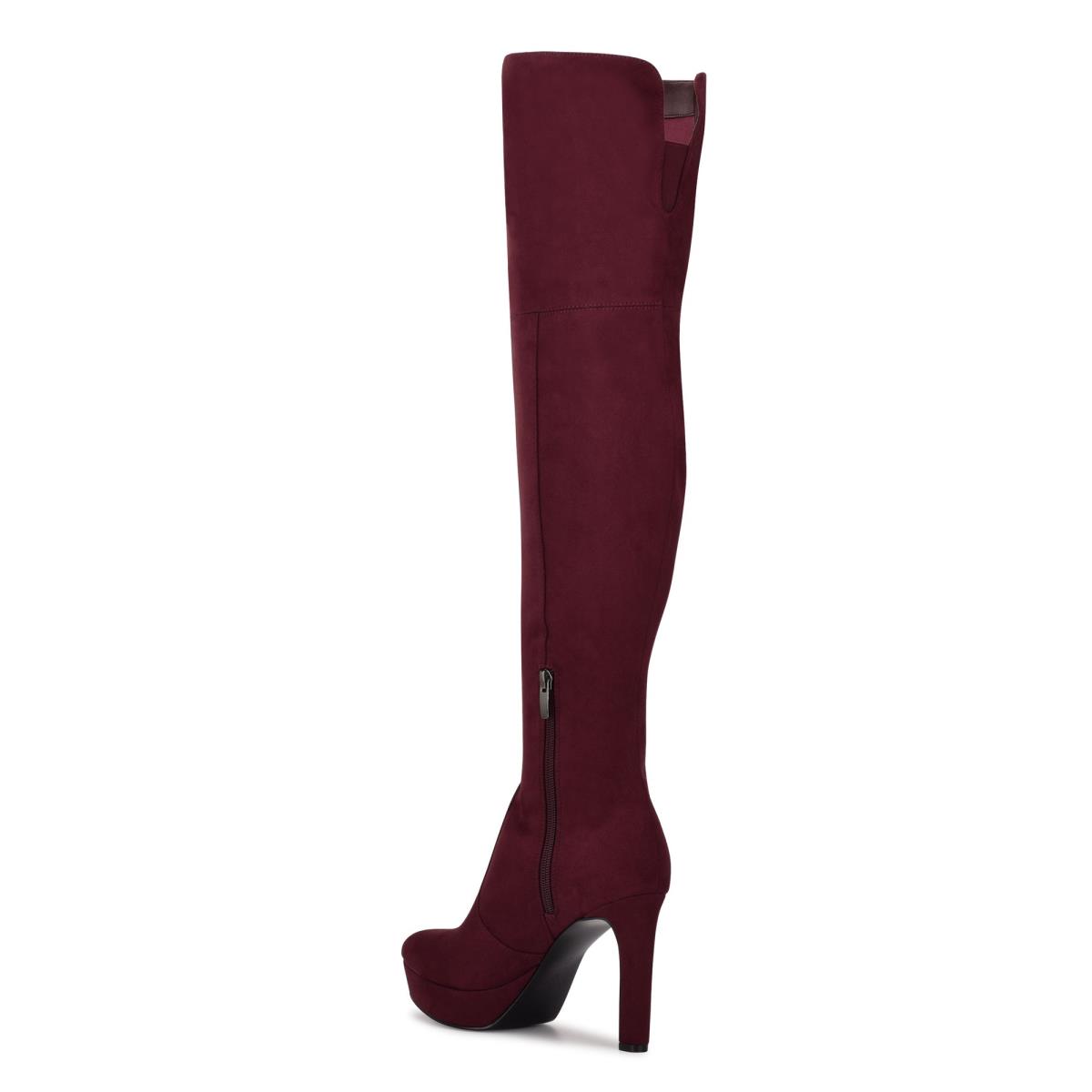 Burgundy Women's Nine West Gotcha Over the Knee Platform Boots | MGWF23950