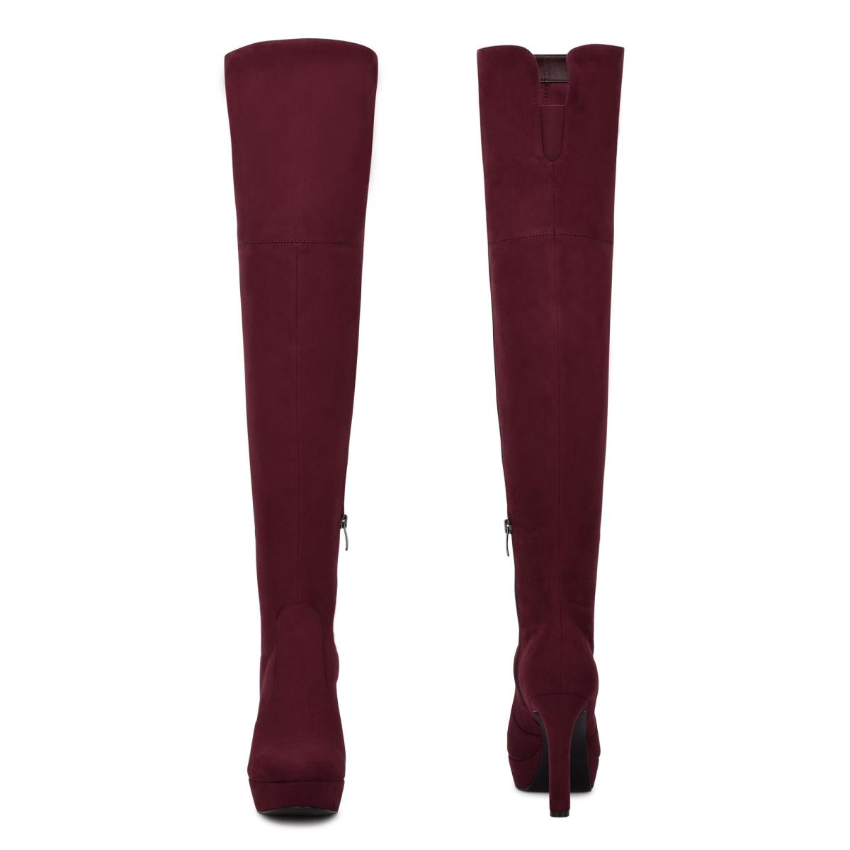 Burgundy Women's Nine West Gotcha Over the Knee Platform Boots | MGWF23950