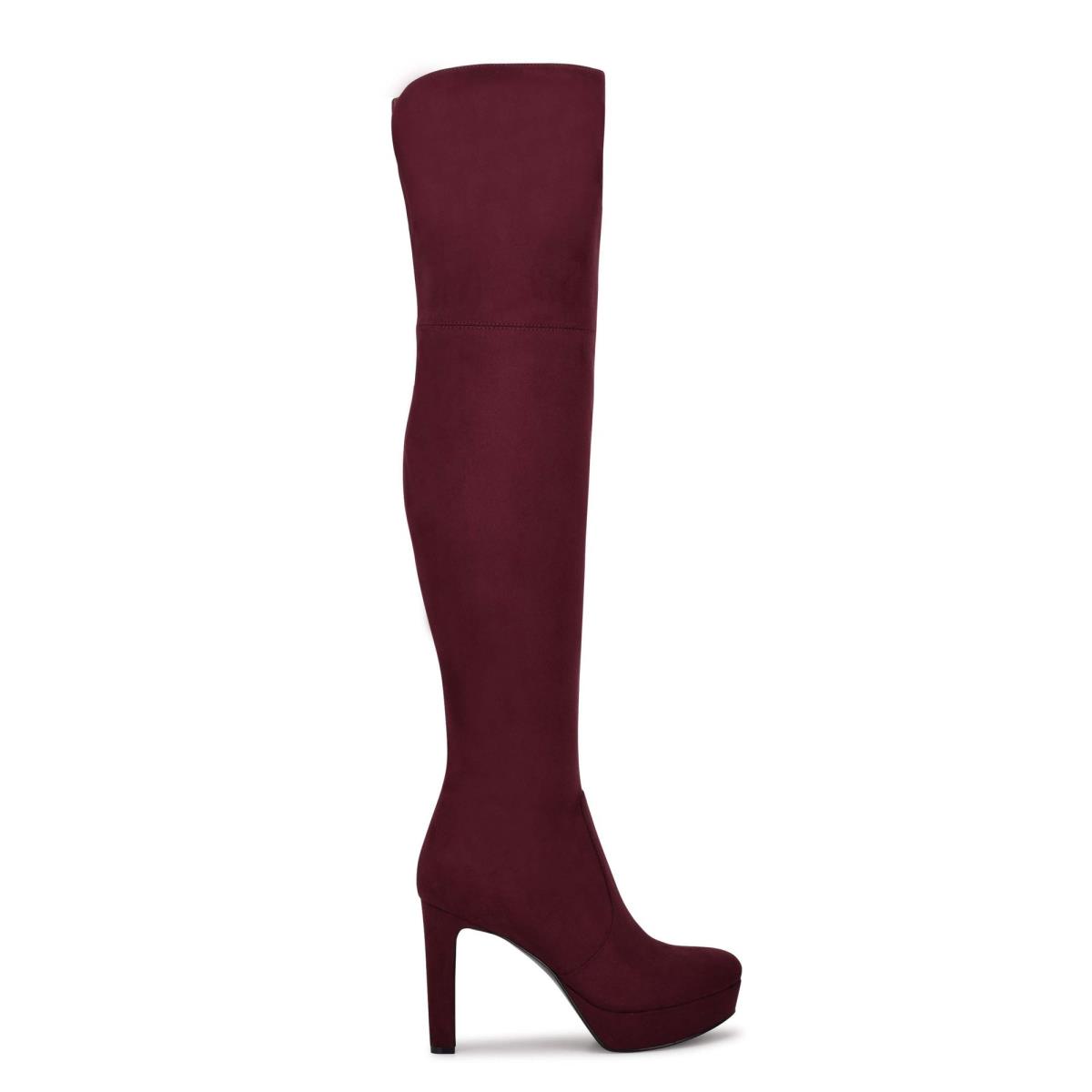 Burgundy Women\'s Nine West Gotcha Over the Knee Platform Boots | MGWF23950