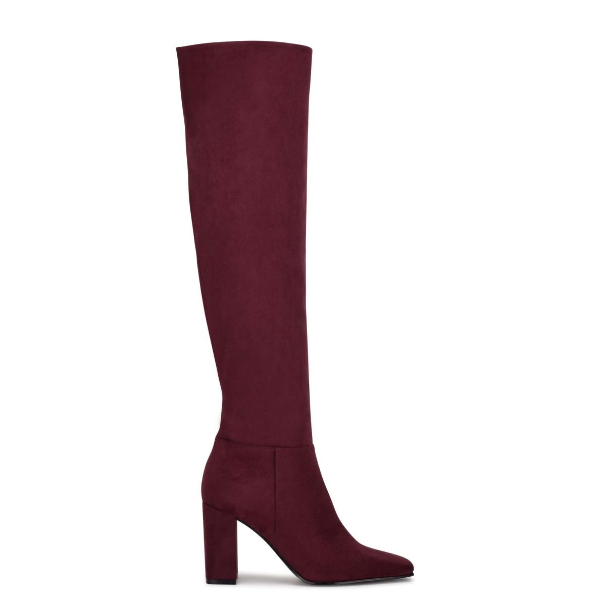 Burgundy Women\'s Nine West Kalida Heeled Boots | LYOI54793