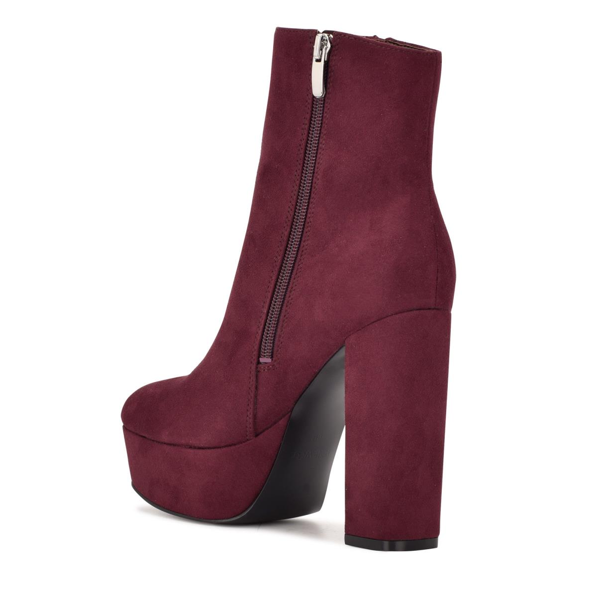 Burgundy Women's Nine West Kerri Platform Booties | DTMB23580