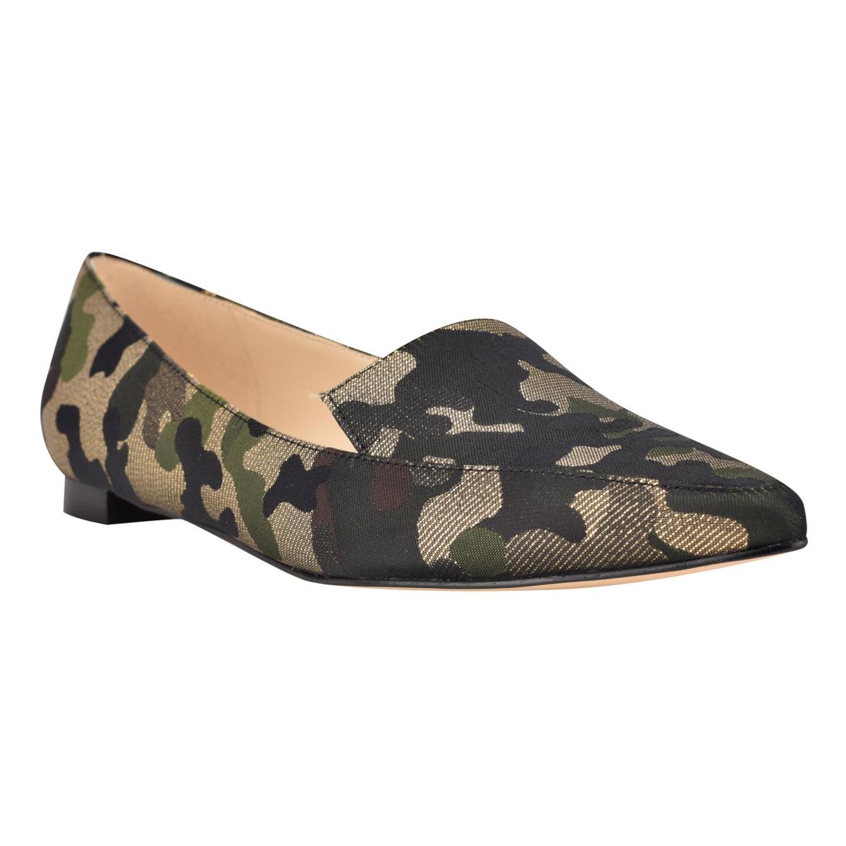 Camo Women's Nine West Abay Smoking Flats | KNHX46157