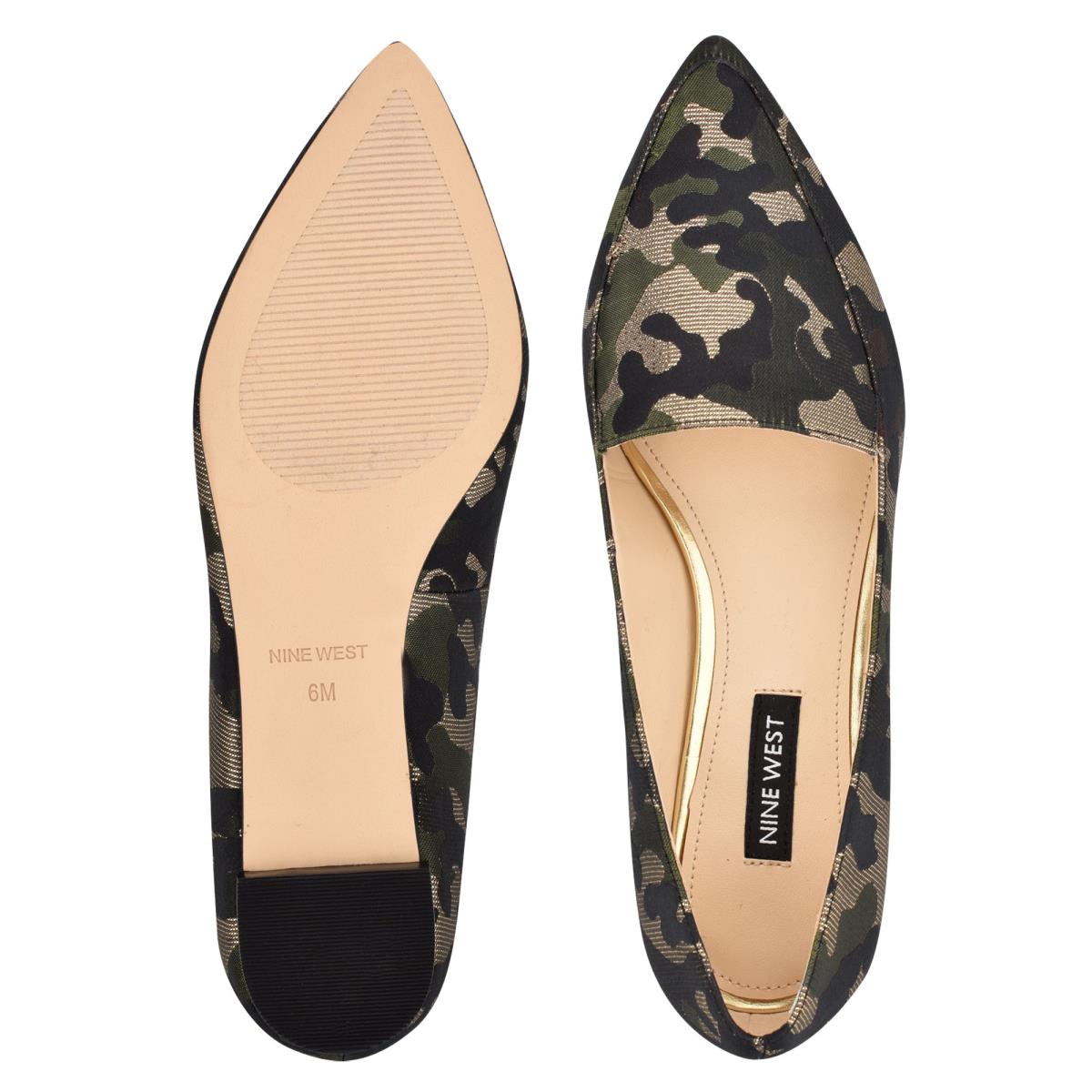 Camo Women's Nine West Abay Smoking Flats | KNHX46157