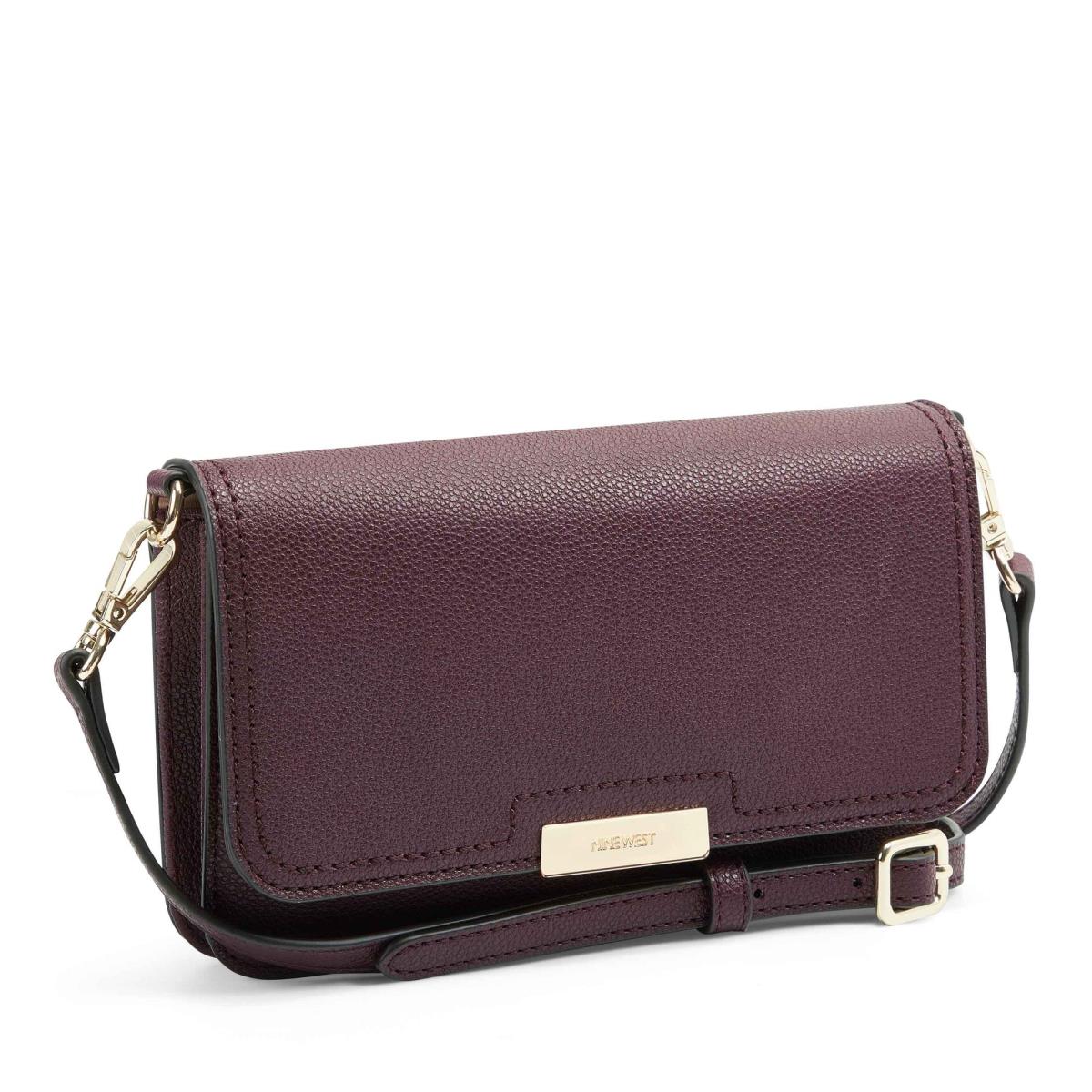 Claret Women's Nine West Lawson Wallet On A String Crossbody Bags | MPFB36159