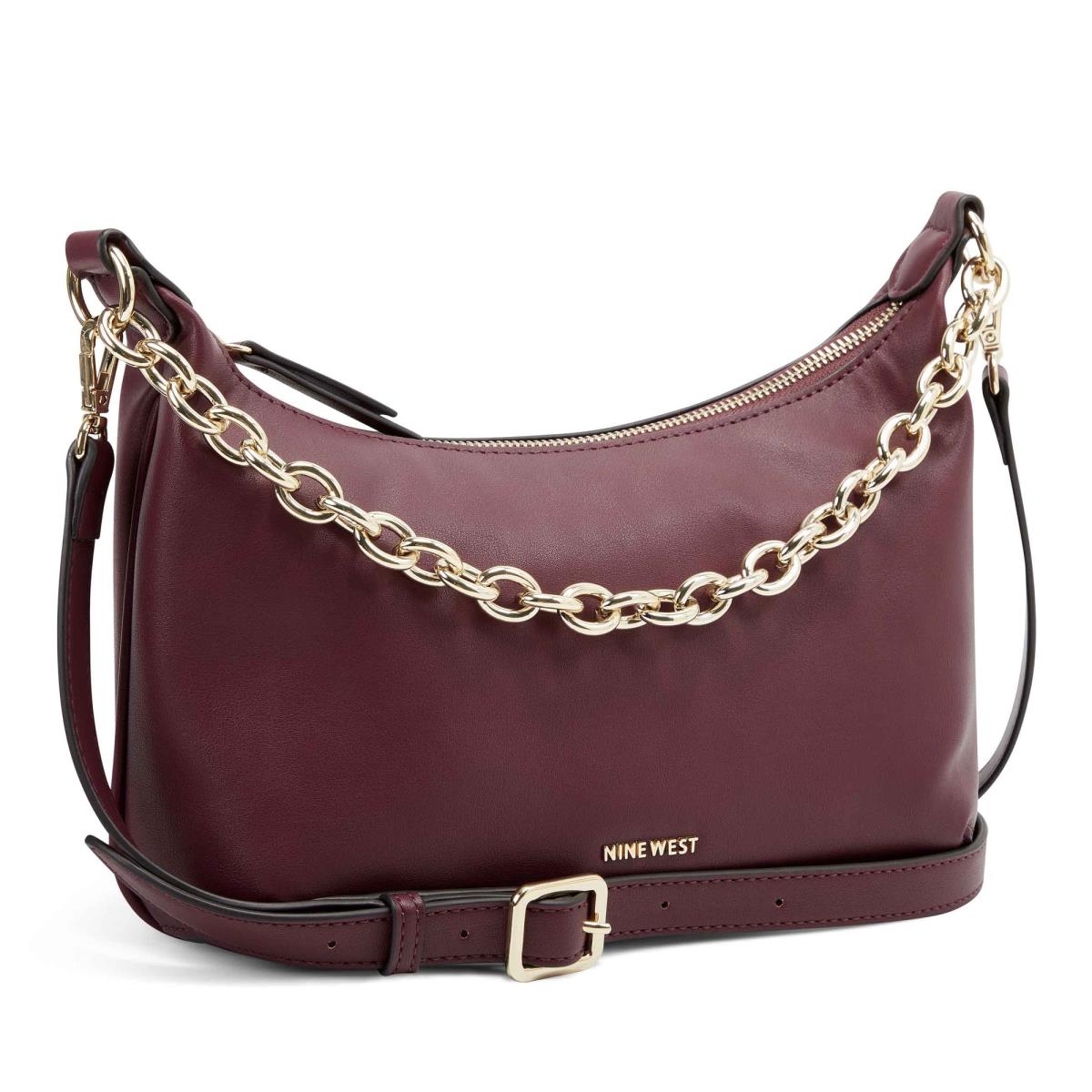 Claret Women's Nine West Ronnie Top Zip Shoulder Bag Shoulder Bags | HZKM23489