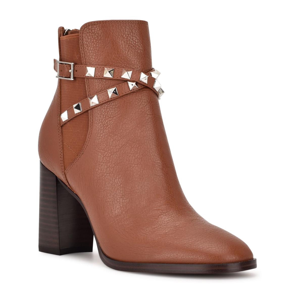 Coffee Women's Nine West Donda Heeled Booties | ZUFV12936