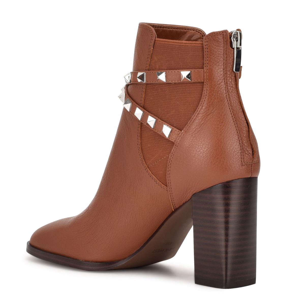 Coffee Women's Nine West Donda Heeled Booties | ZUFV12936