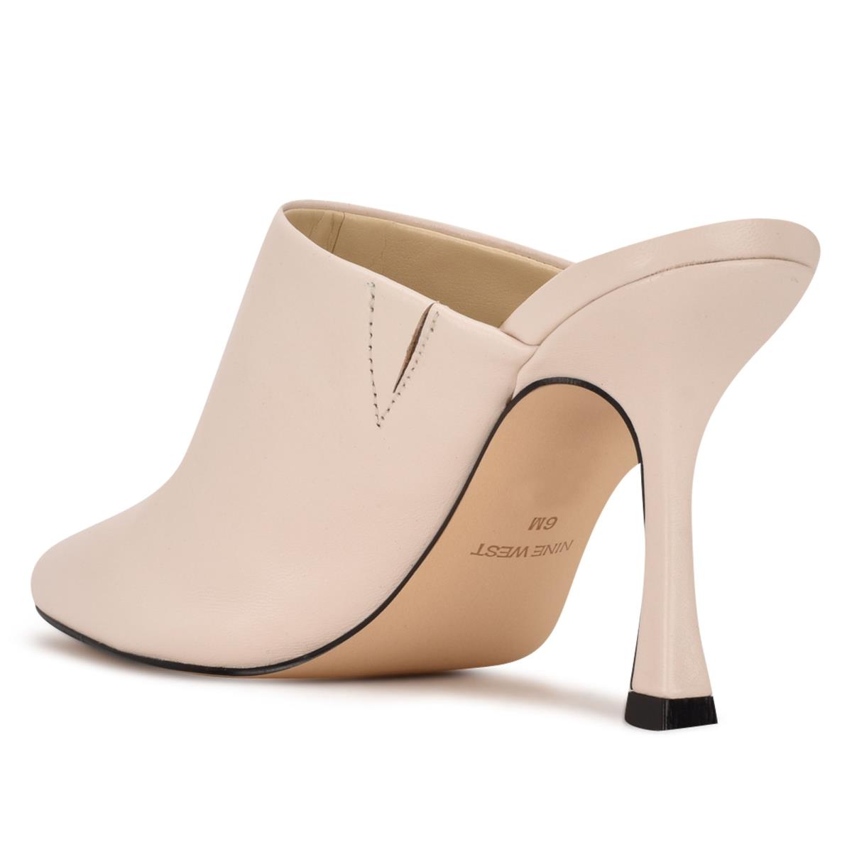 Cream Women's Nine West Ciao Heel Mules | GBNQ56981