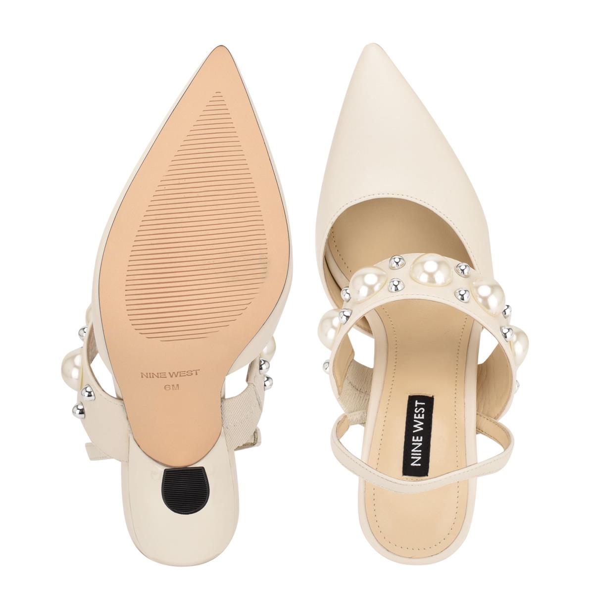 Cream Women's Nine West Debut Dress Slingback Pumps | HJOI38940