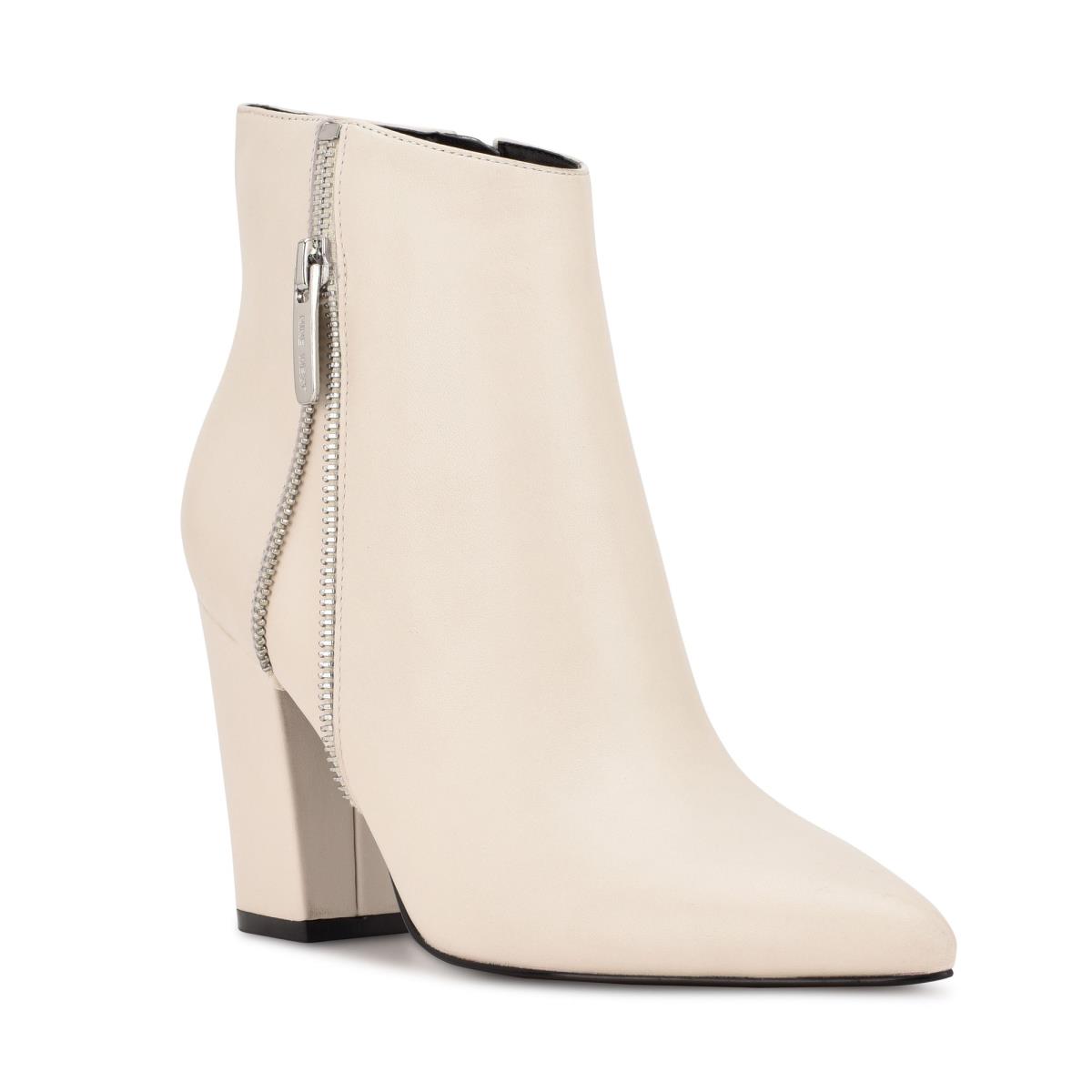 Cream Women's Nine West Glorya Heeled Booties | DBMJ72089