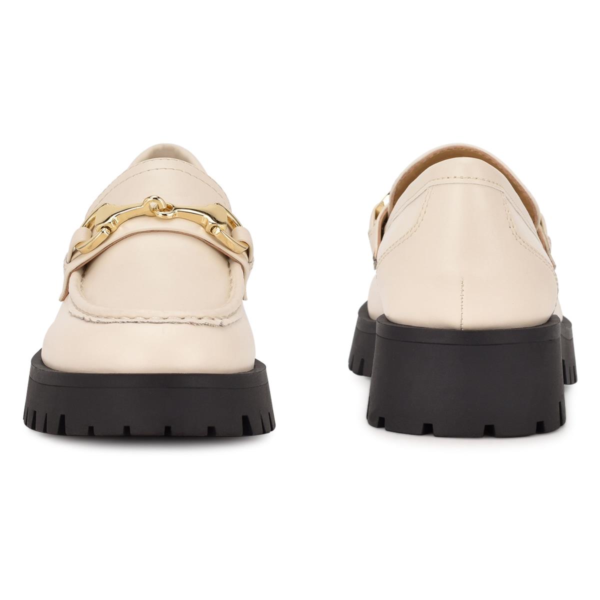 Cream Women's Nine West Gonehme Lug Sole Loafers | IWGD53748