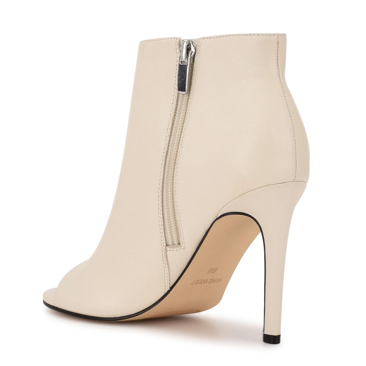 Cream Women's Nine West Izip Peep toe Booties | LFOY57401