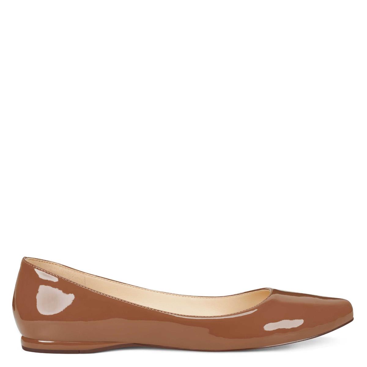 Dark Beige Women\'s Nine West Speakup Almond Toe Flats | XYOF61094