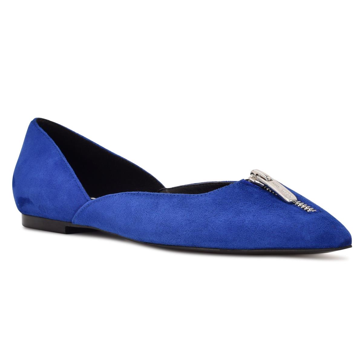 Deep Blue Women's Nine West Brina Pointy Toe Ballet Flats | VDLN56934