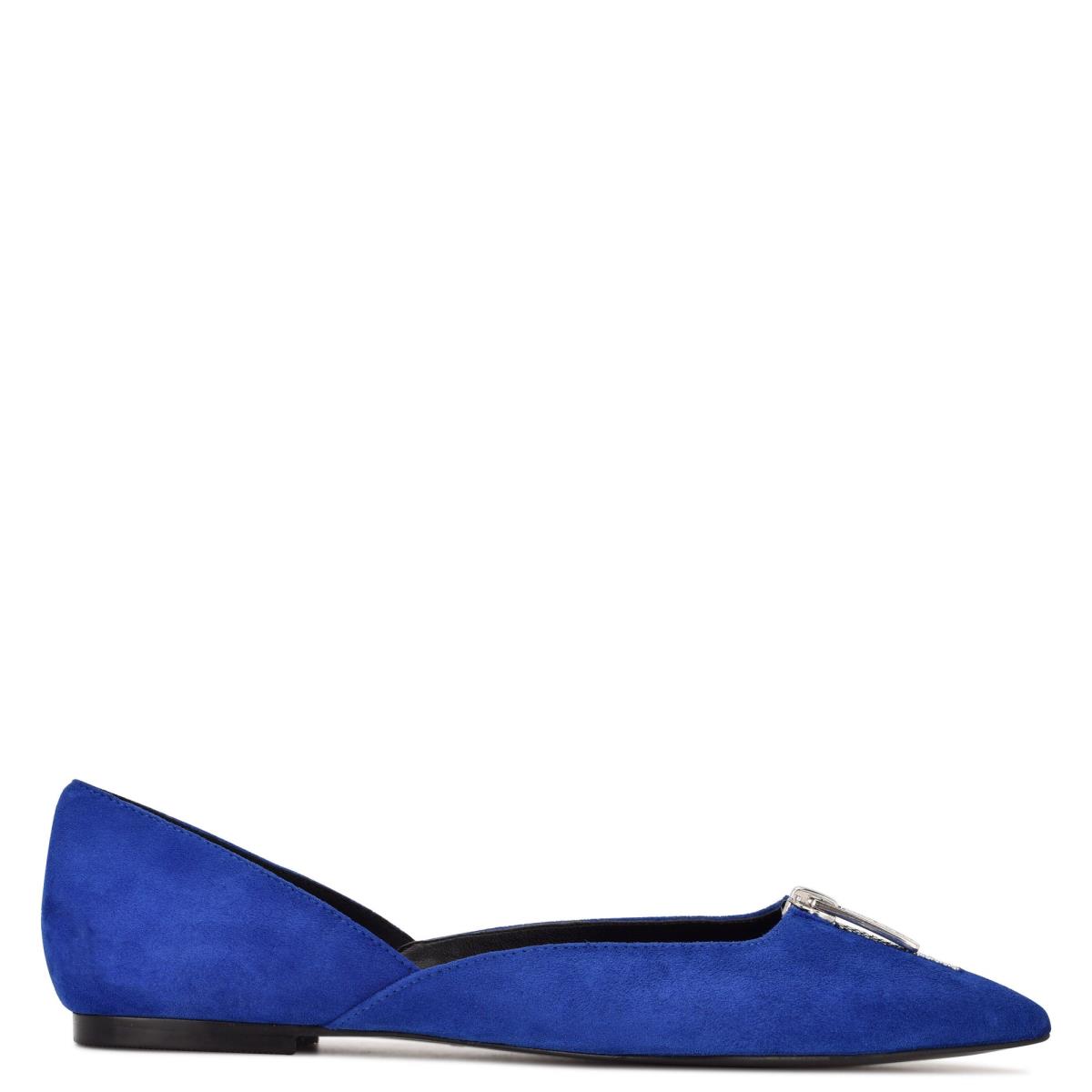 Deep Blue Women\'s Nine West Brina Pointy Toe Ballet Flats | VDLN56934