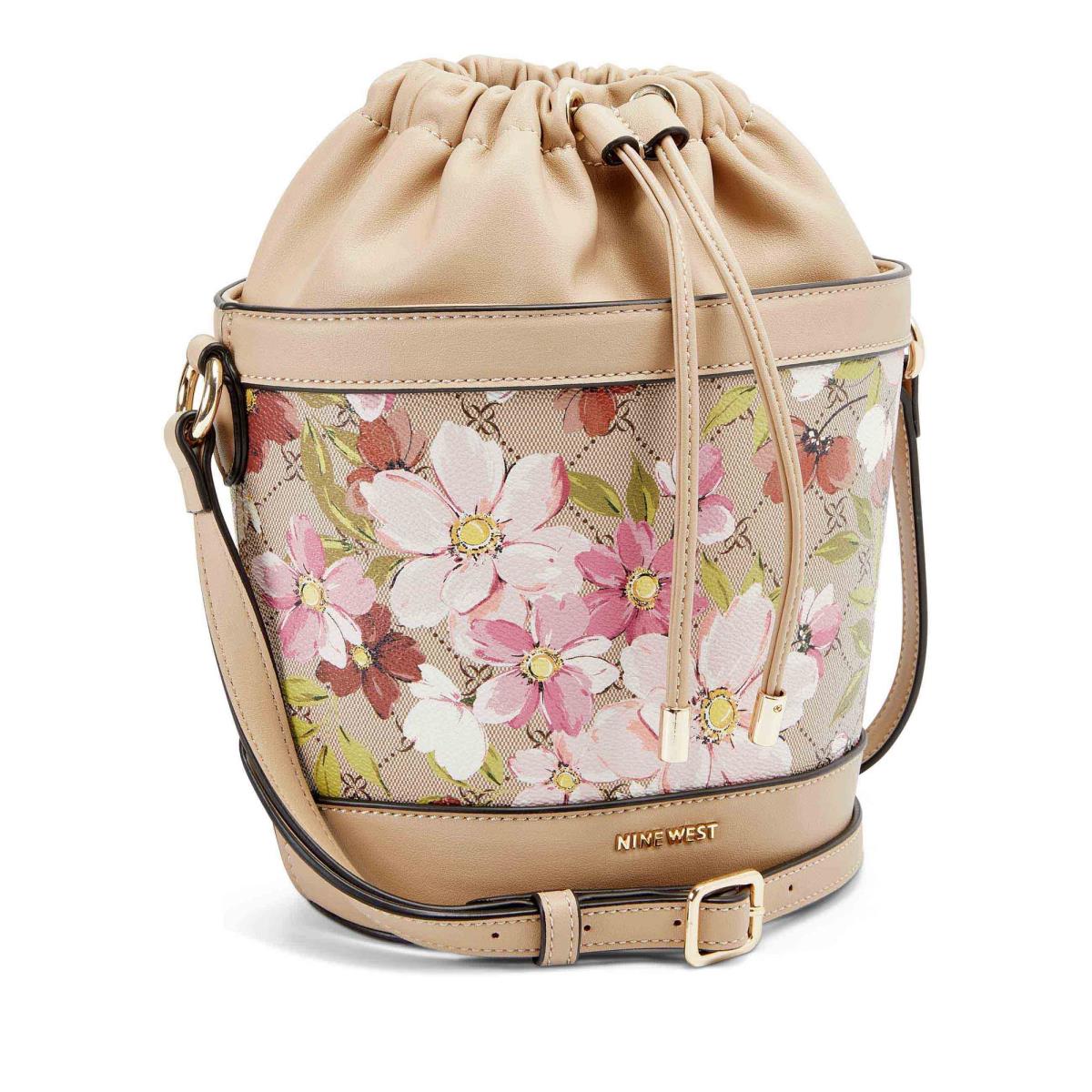 Flower Women's Nine West Laylin Drawstring Bucket Crossbody Bags | HSLF29503