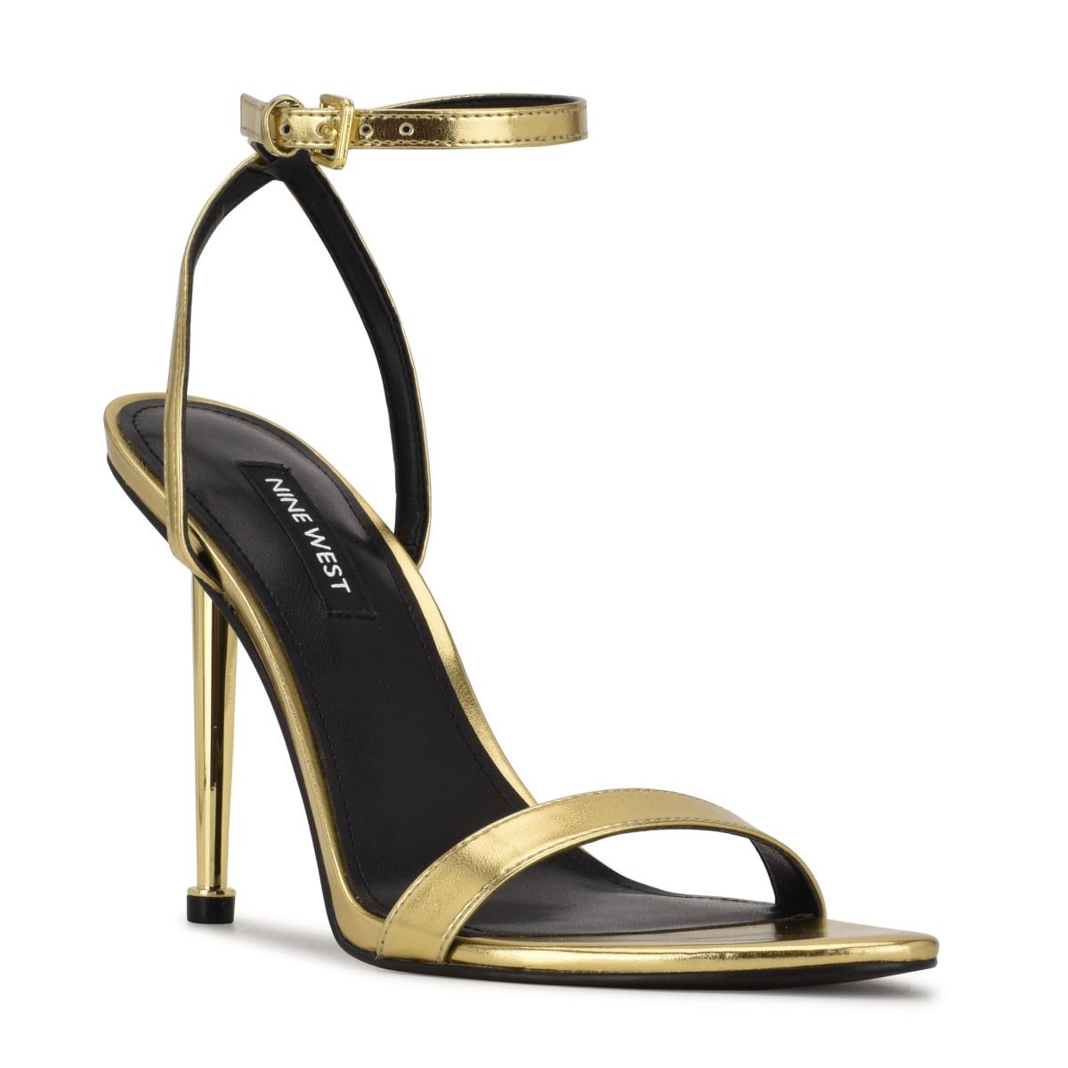 Gold Women's Nine West Reina Ankle Strap Sandals | YXNQ38951