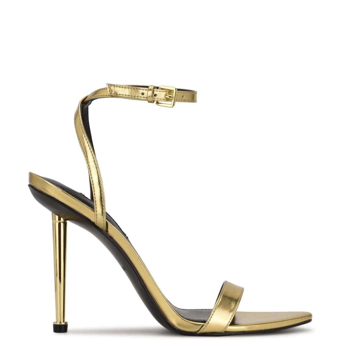 Gold Women\'s Nine West Reina Ankle Strap Sandals | YXNQ38951