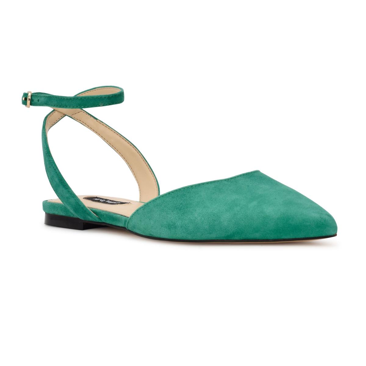 Green Women's Nine West Briy Pointy Toe Ballet Flats | EINA38672