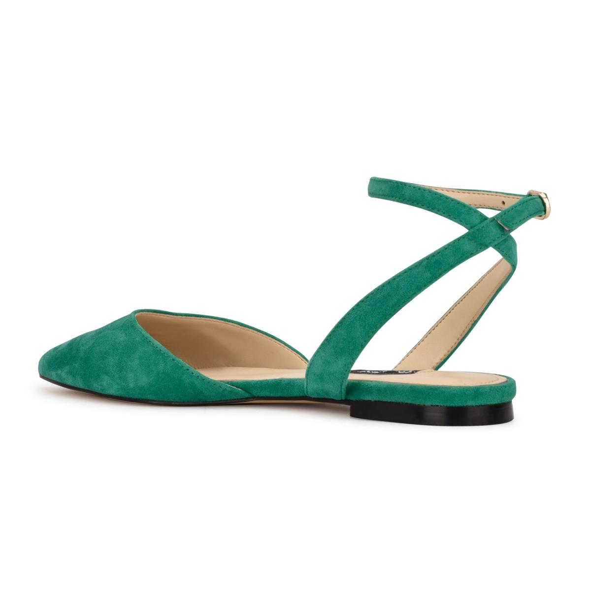 Green Women's Nine West Briy Pointy Toe Ballet Flats | EINA38672