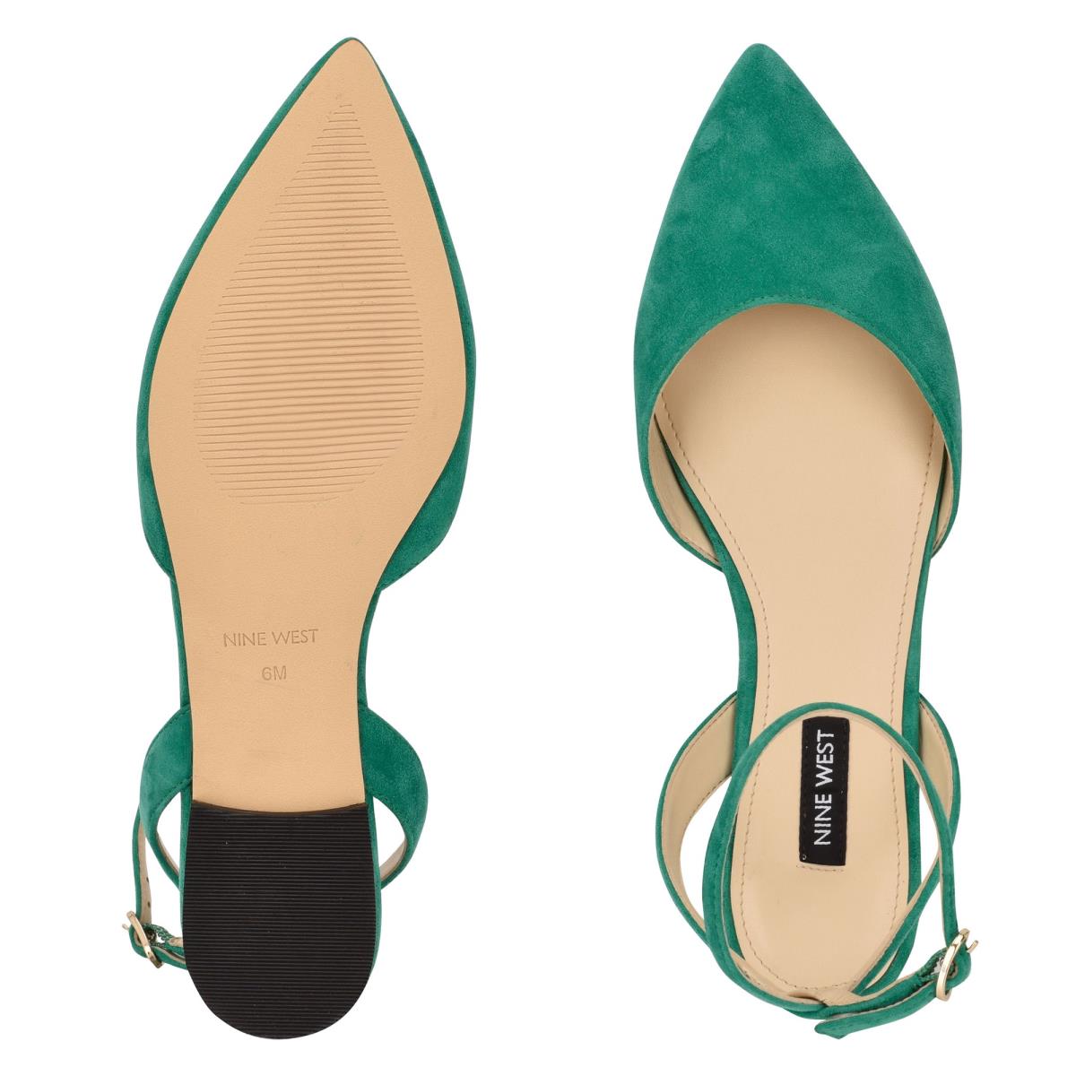 Green Women's Nine West Briy Pointy Toe Ballet Flats | EINA38672