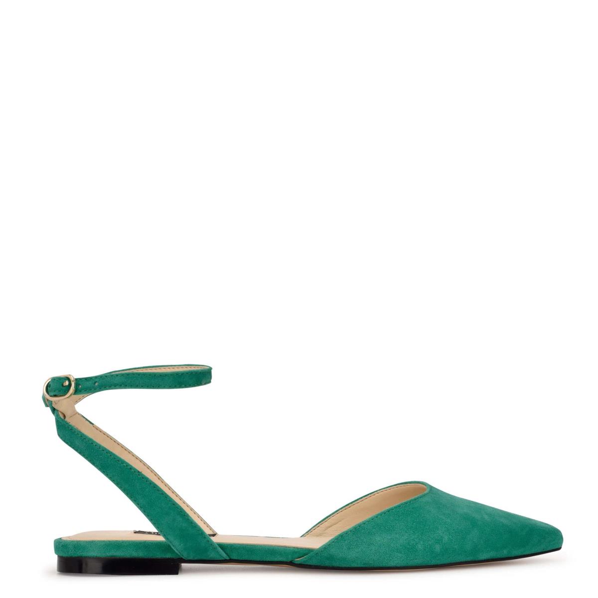 Green Women\'s Nine West Briy Pointy Toe Ballet Flats | EINA38672