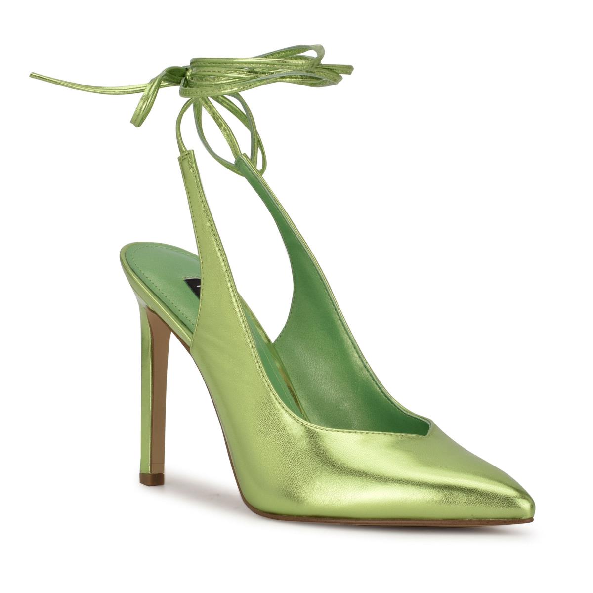 Green Women's Nine West Talon Ankle Wrap Dress Pumps | EJGR02861