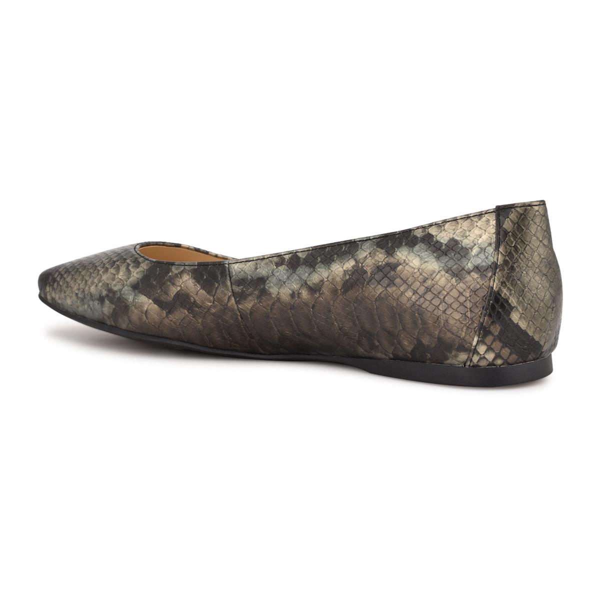 Grey / Snake Women's Nine West Alena Square-Toe Ballet Flats | BQLC24906