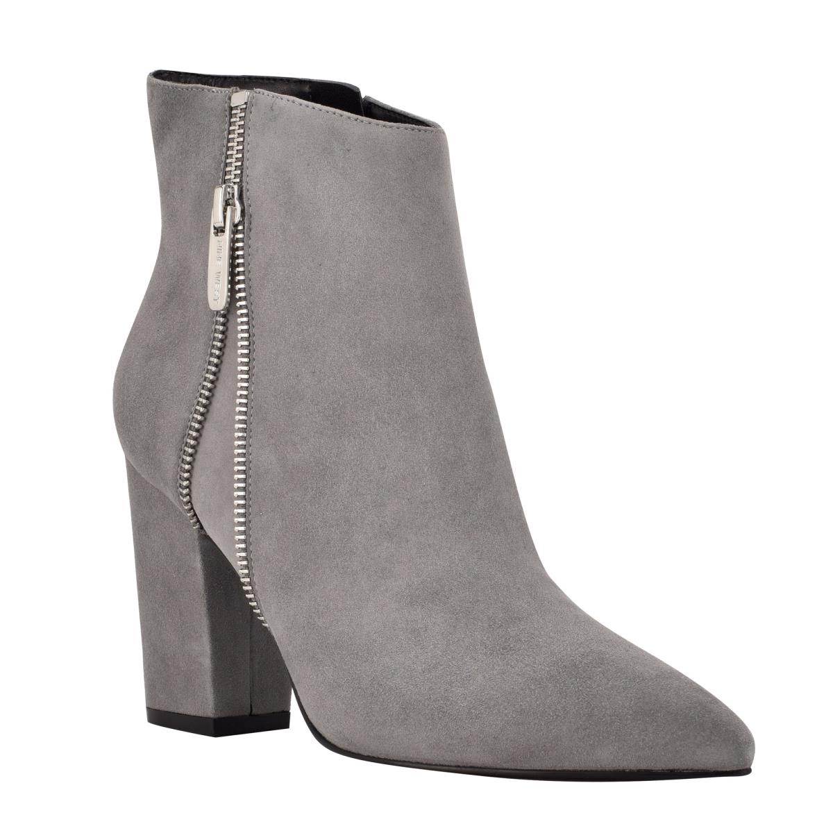 Grey Women's Nine West Glorya Heeled Booties | IYBH12876