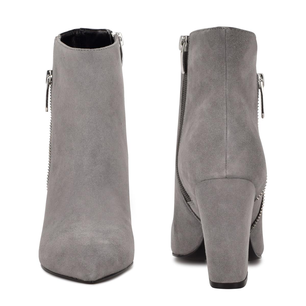 Grey Women's Nine West Glorya Heeled Booties | IYBH12876