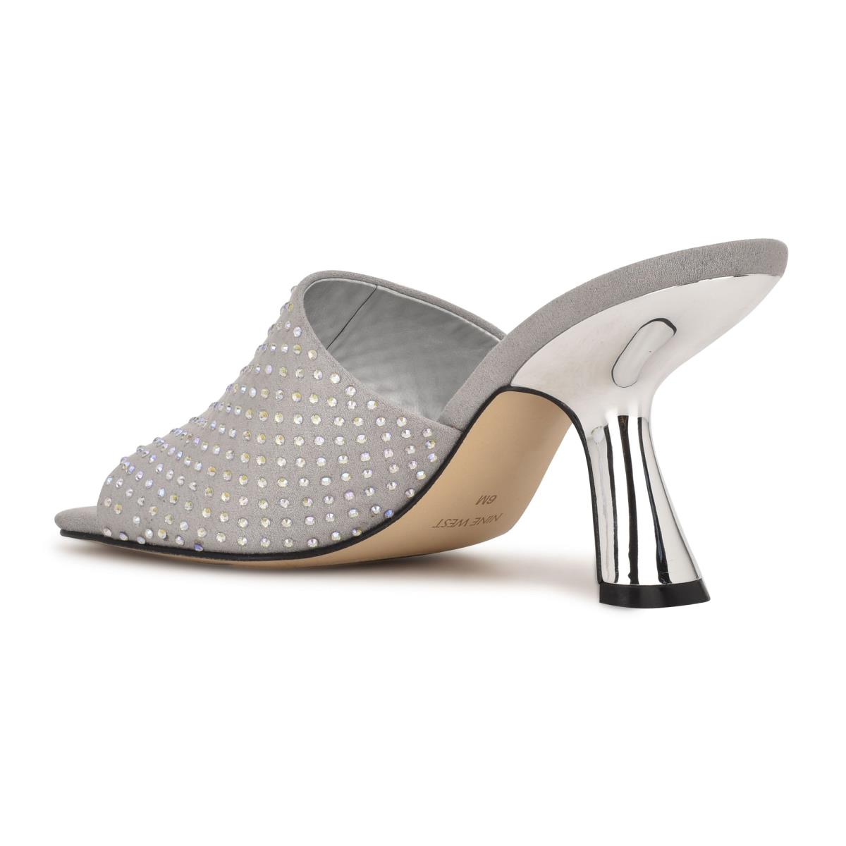 Grey Women's Nine West Partie Heeled Slide Sandals | ITQA25136