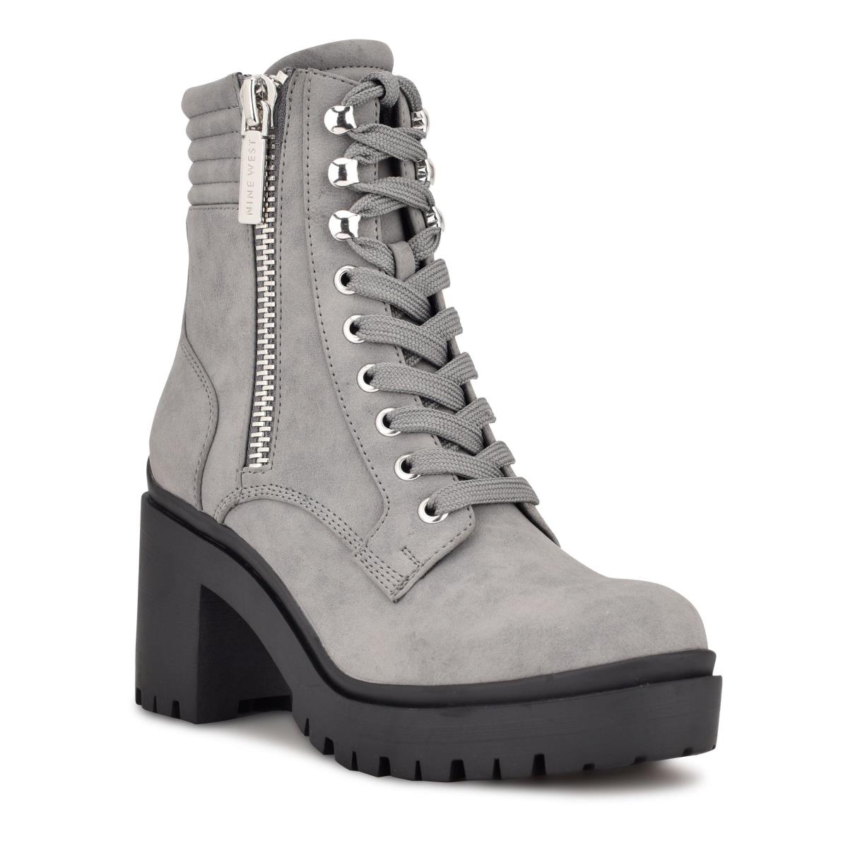 Grey Women's Nine West Quiz Heeled Booties | ROVI15036