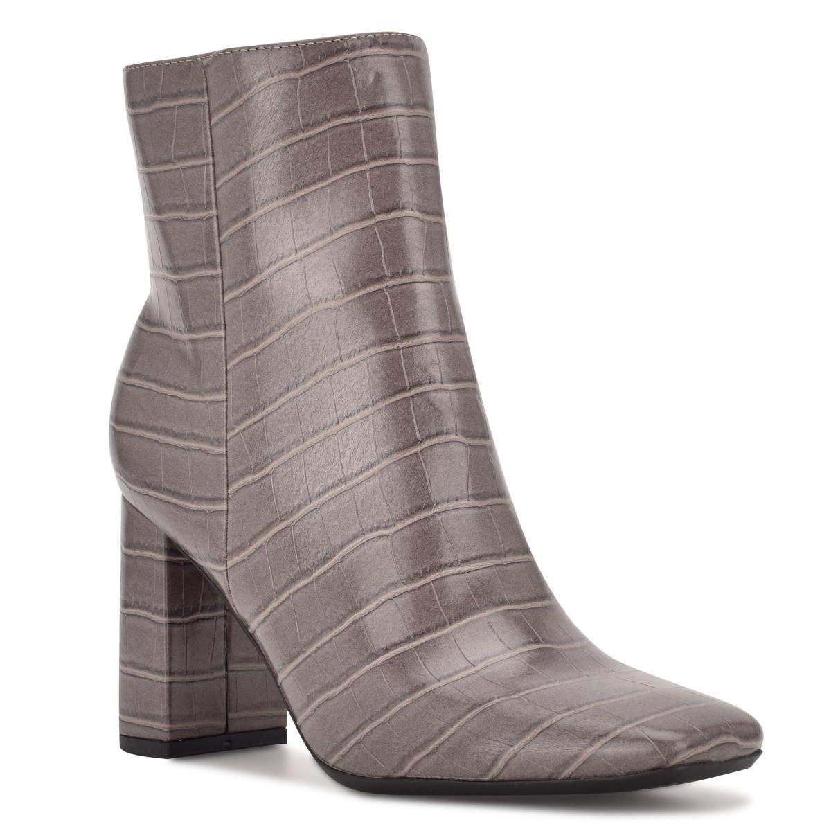 Grey Women's Nine West Sardo 9x9 Heeled Booties | TKYF10596