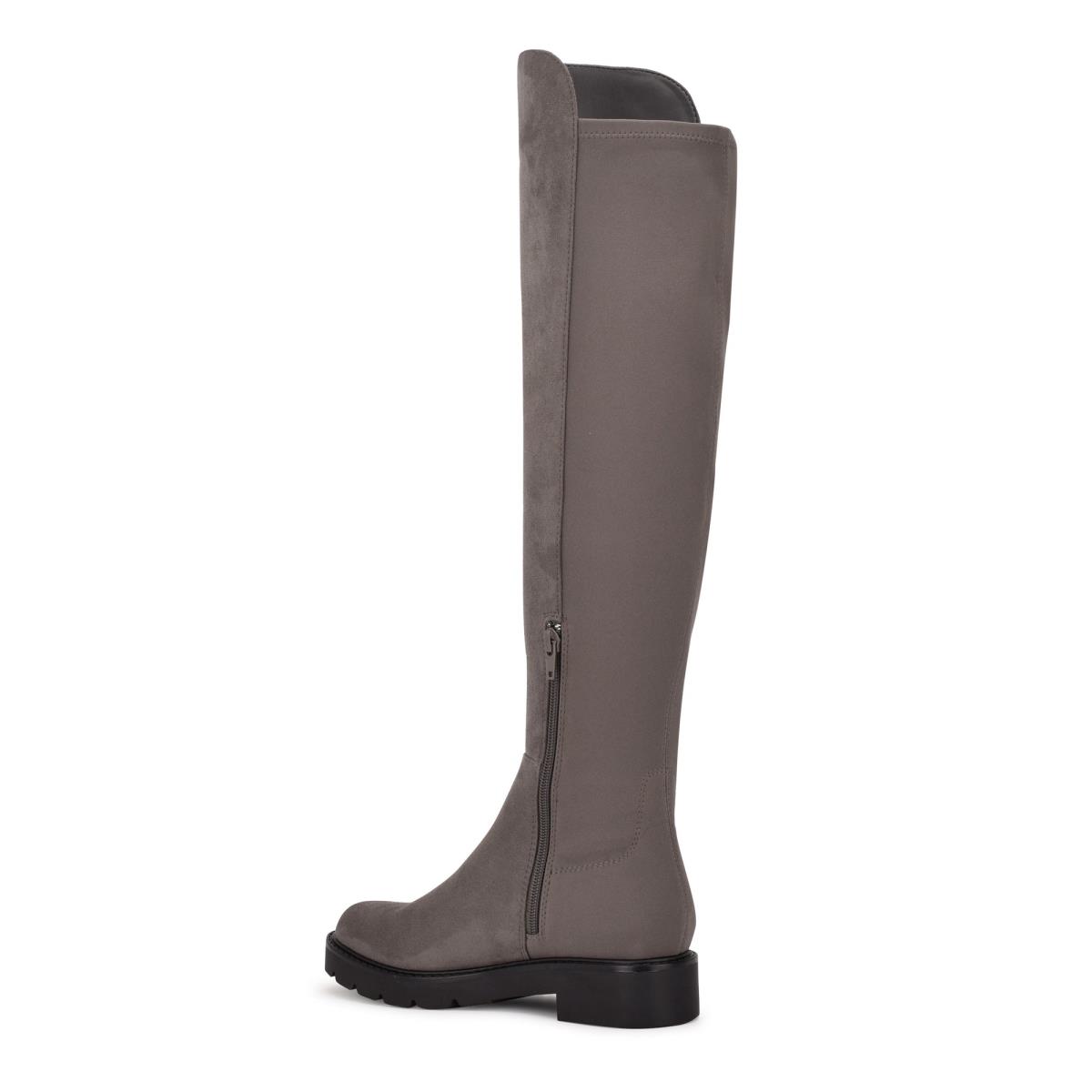 Grey Women's Nine West Tread Over The Knee Lug Sole Boots | ZKDJ10984