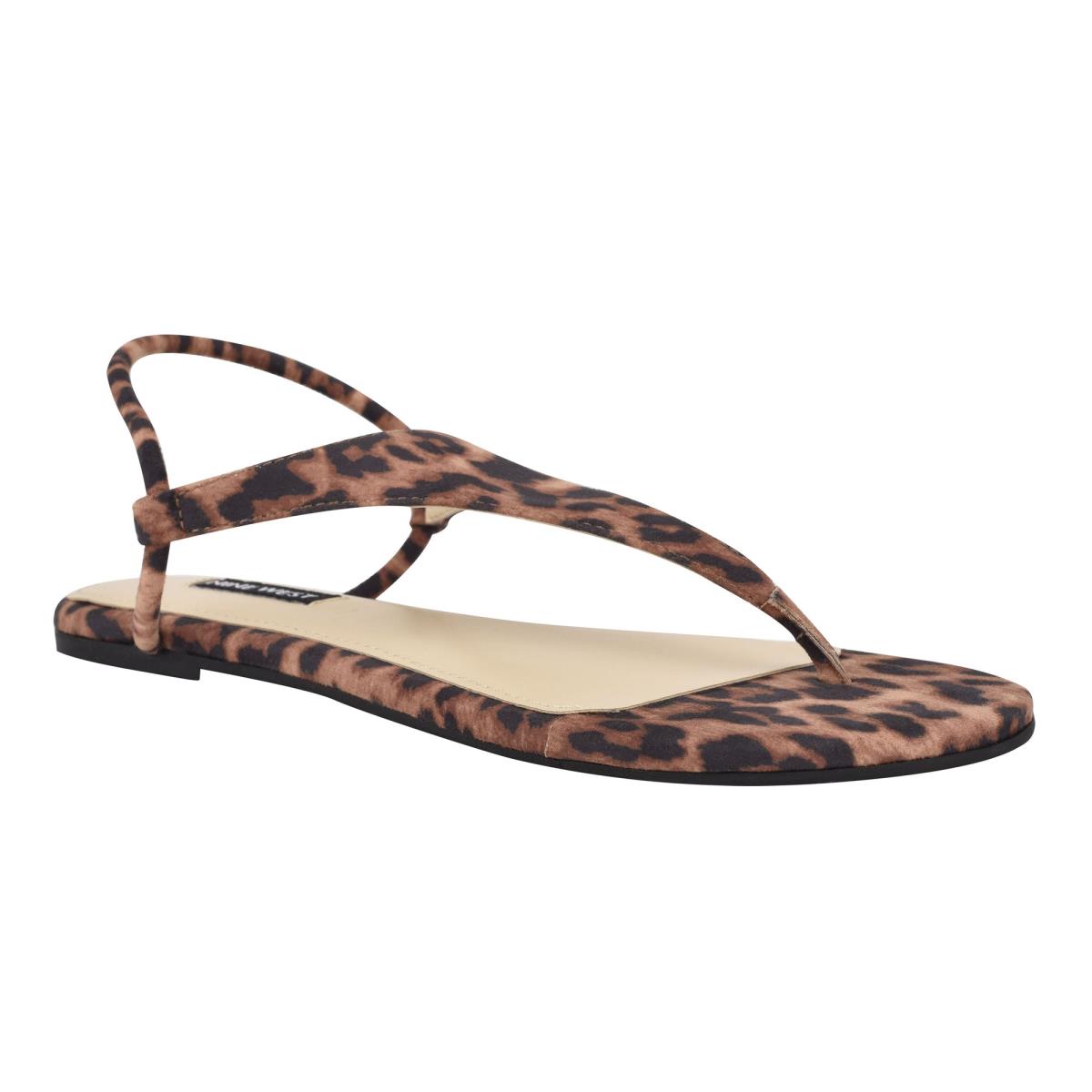 Leopard Women's Nine West Braydin Stretch Flat Sandals | DIOS73029